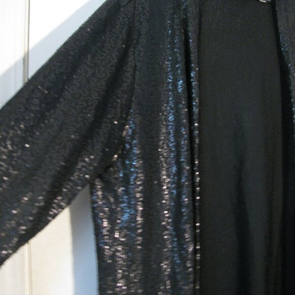 Additions by Chico's Size 3 XXL Black Sequin Kimono Vest Open Front Elegant EUC - Picture 3 of 5